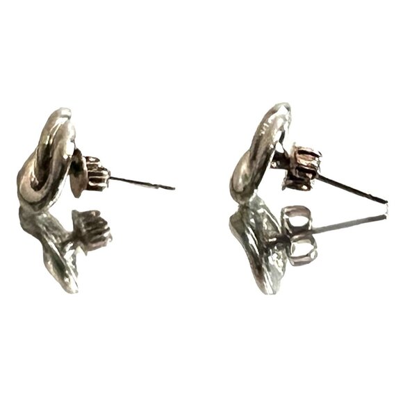 Silver Infinity Stud Earrings for Pierced Ears Classic Elegant - Picture 3 of 6